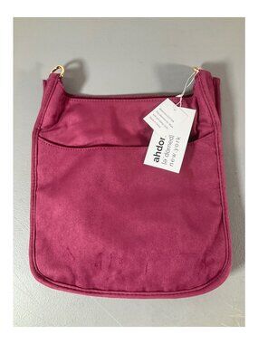 ADORNED Large Wine Faux-Suede Messenger Bag with Multi-Straps and Clip-On Pouch